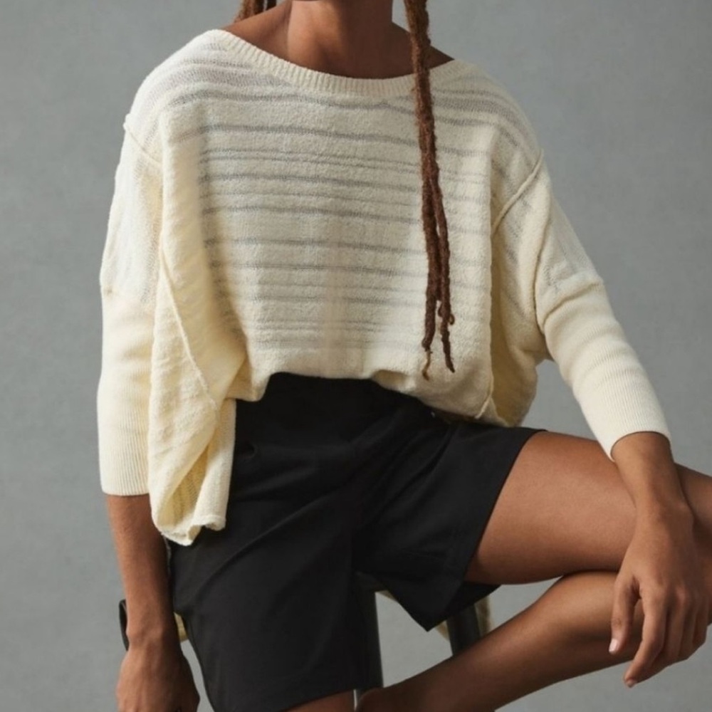 Anthropologie Pilcro Cream Oversized Tunic Sweater Size XS - Picture 2 of 6